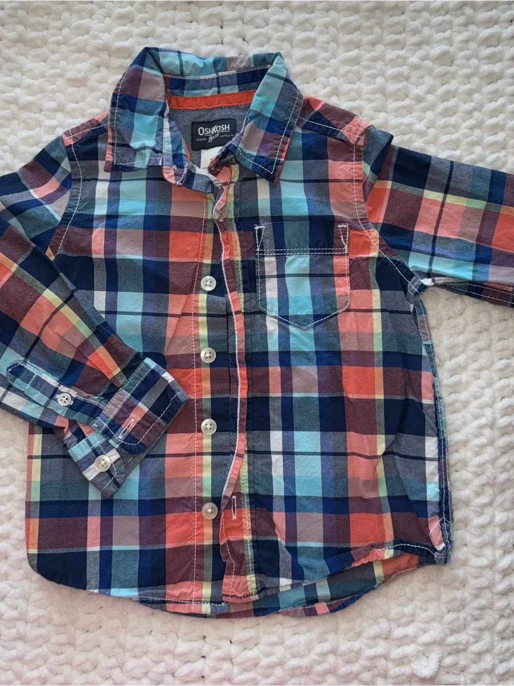 OshKosh B'gosh Plaid Button-Down Shirt - Blue, Red & Aqua